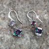 Charm Female Rainbow Crystal Stone Cute Drop Earrings Silver Color Cute Trendy Bridal Wedding  For Women