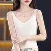 Frauen Tank MODERNE NEUE SAGA Sommer Gestrickte T-shirt Ärmellose Basic Tees Weste Unterwäsche Stricken Top Weibliche V-ausschnitt
