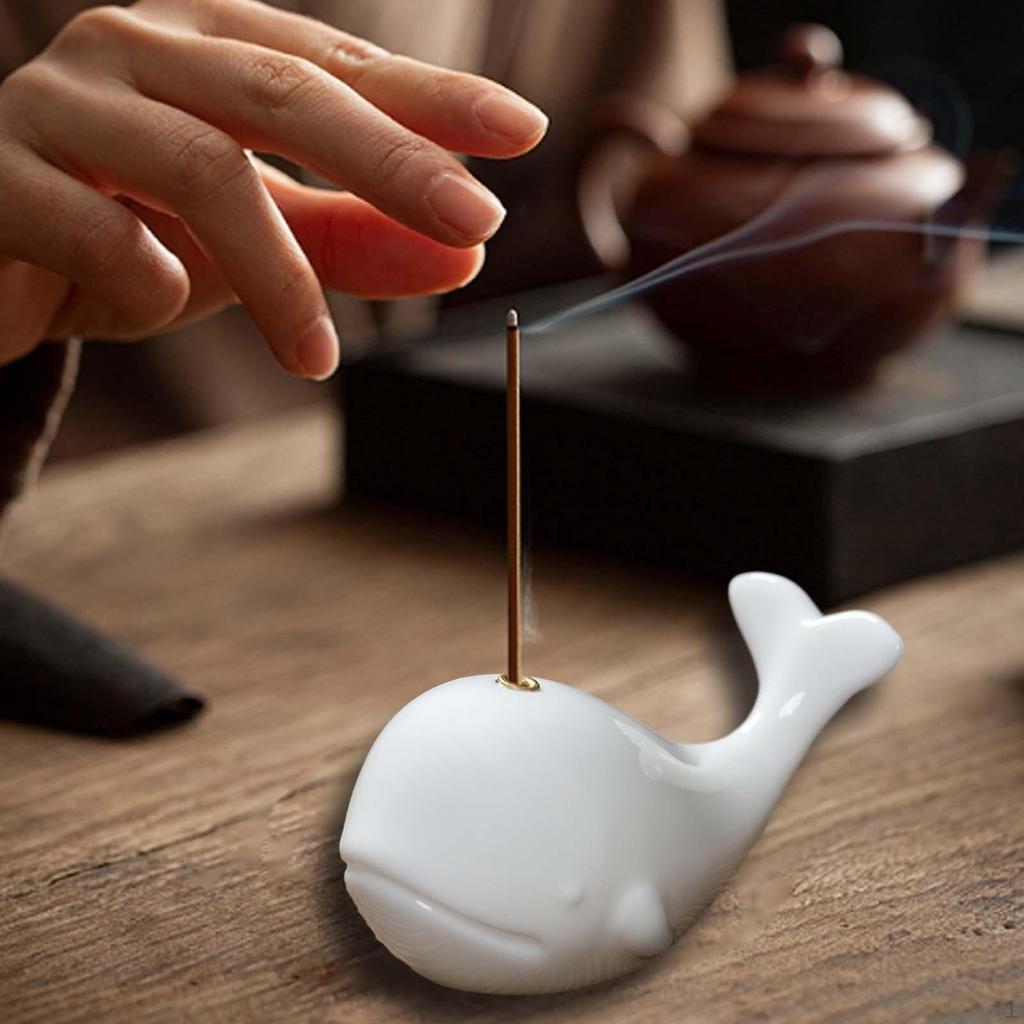 Ceramic Whale Incense Holder - Handcrafted Aromatherapy Ornament for Home and Office