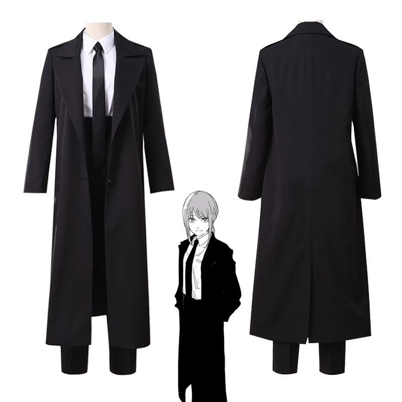 Makima Cosplay Anime Chainsaw Man Costume Black Trench Shirt Uniform Wig Suit Halloween Clothes for Women Nurse Full Set Gloves
