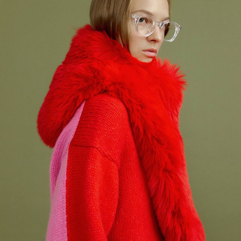 molliolli FLO fur dicky collar [red]