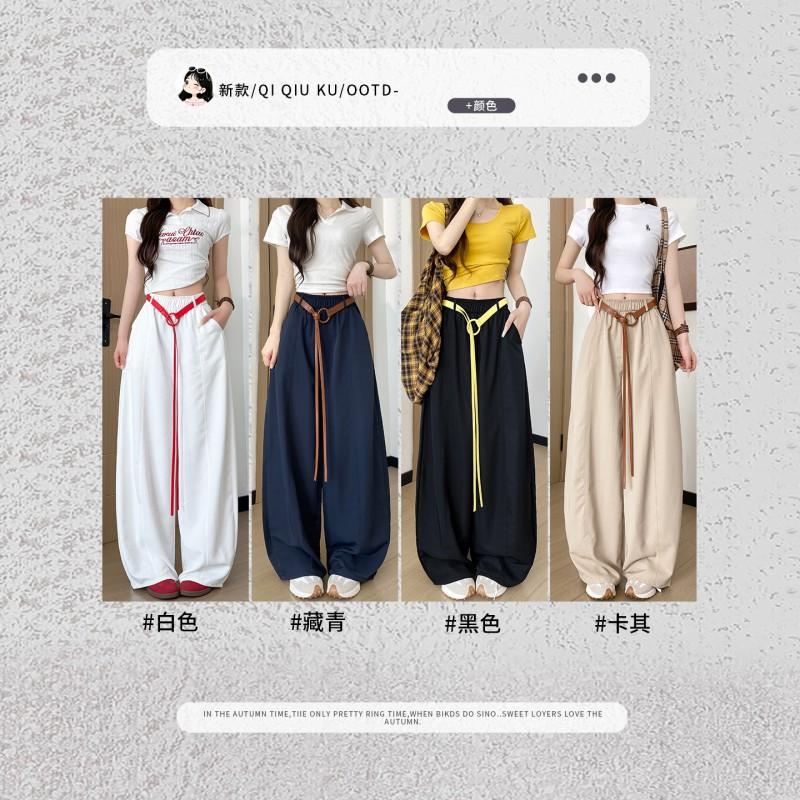 Womens White Quick-Dry Wide Leg Cargo Pants Loose Fit High Waist 2026 Lightweight Breathable Workwear Style