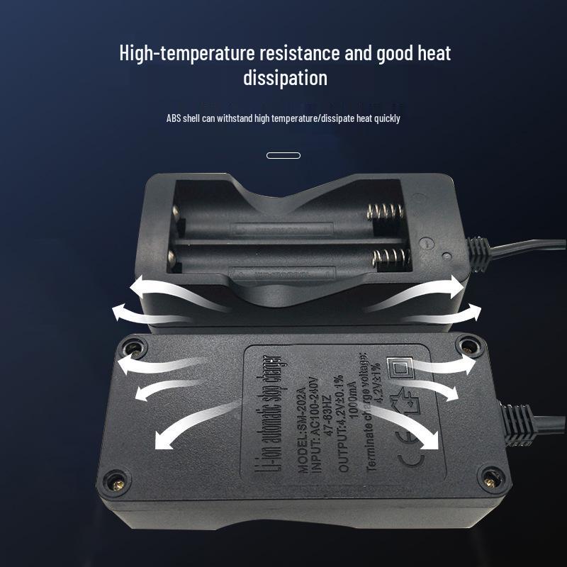 18650 Dual Slot High-Power Lithium Battery Charger with Cable - Supports 3.7V/4.2V