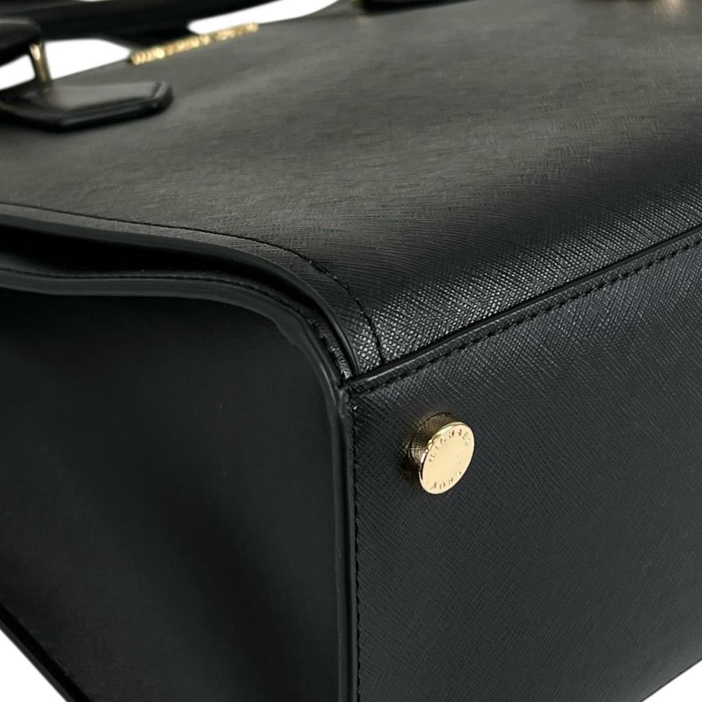 Michael Kors Satchel Shoulder Bag Handbag Leather Black Women 35T0GWXS3L Used