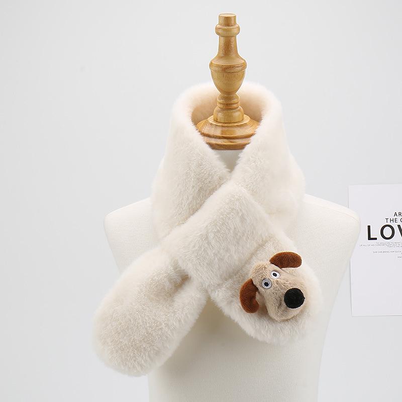 2025 Winter Children's Cartoon Faux Rabbit Fur Plush Scarf - Warm, Thick, and Furry Neck Warmer