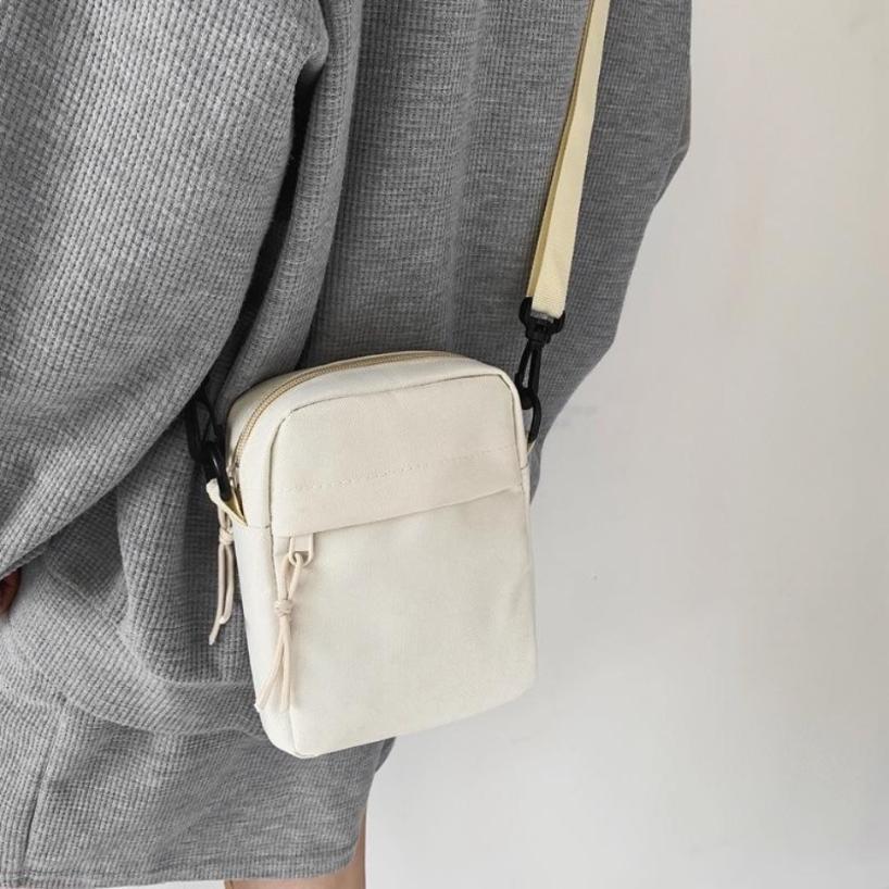 1 Pcs Messenger Bags For Men Casual Canvas Small Zipper Crossbody Pouch Simple Small Crossbody Shoulder Bag Men Bag
