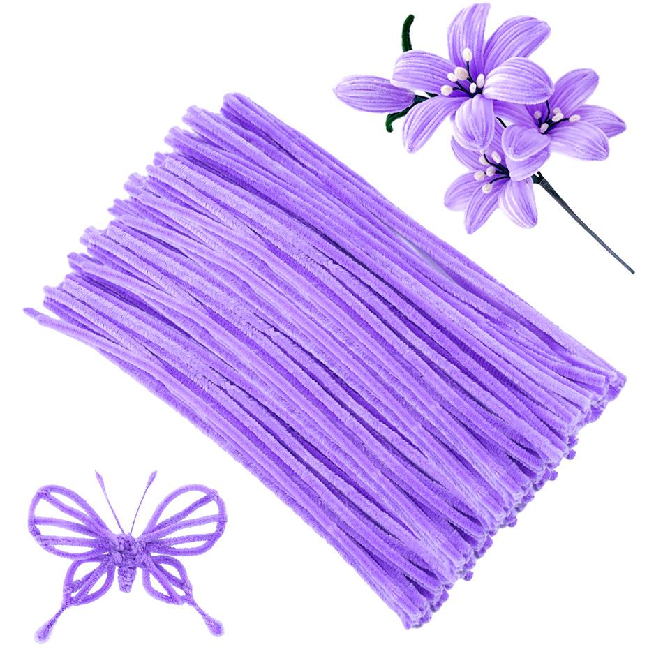 

Imzay 100Pcs Colorful Chenille Stem Pipe Twisted Rod Christmas Party Supplies For Festivals Decorations Home Diy Handcraft Arts фиолетовый