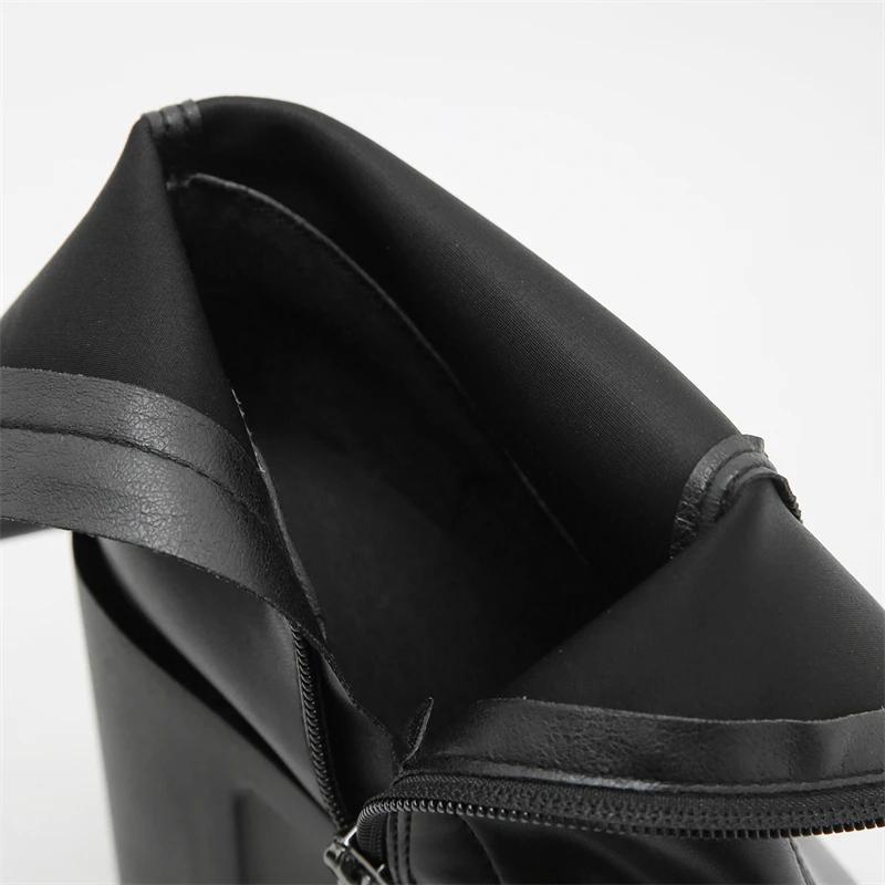 Eilyken Autumn Winter Solid Platform Rivet Zipper Women Ankle Boots Punk Style Round Toe High Heels Nightclub Prom Shoes