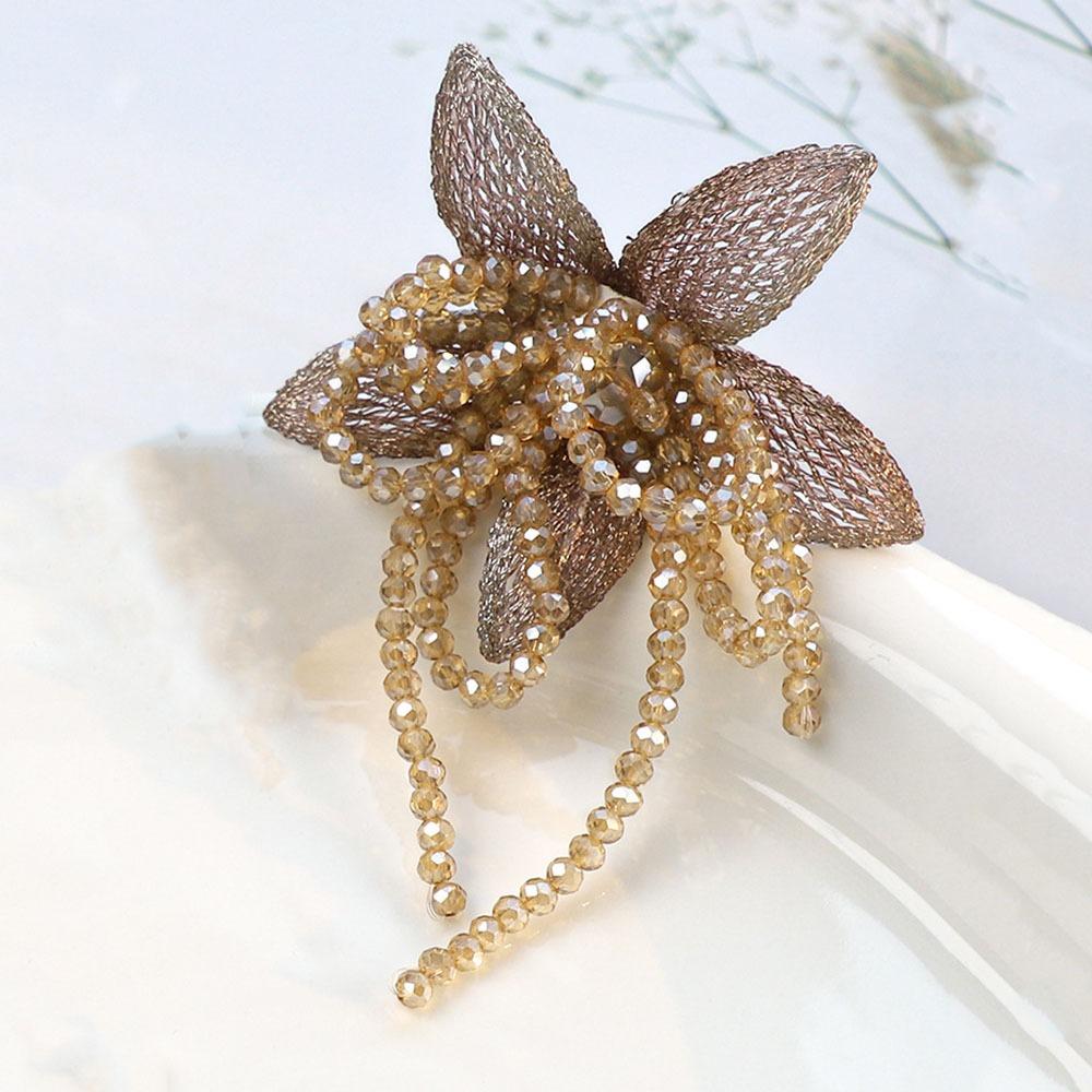 

Vintage Crystal Beads DIY Sewing Decals Multi-layer Handmade Crystal Patch Y2K Tassel Studded Patch Corsage Accessory хакі