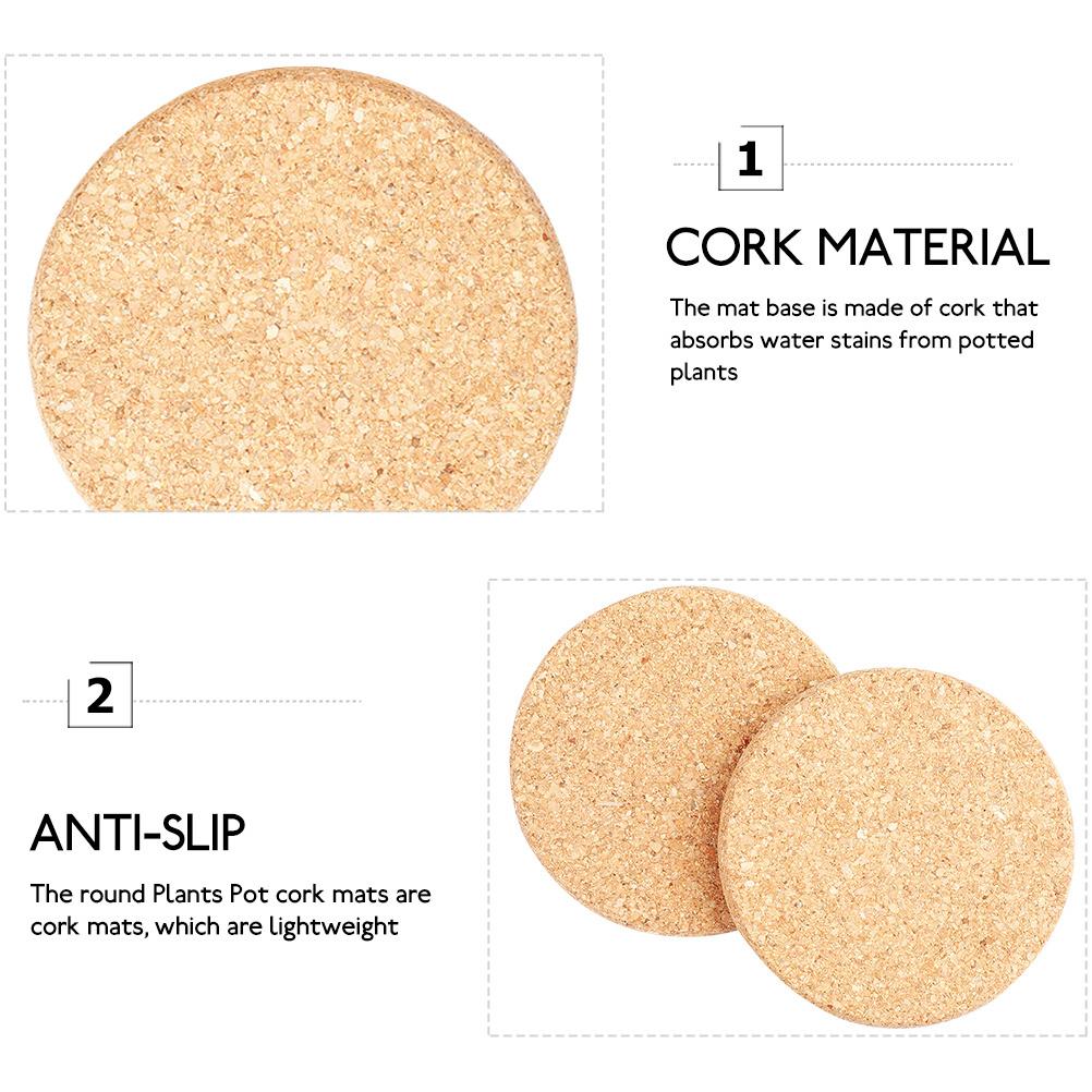 10pcs Cork Plant Coasters Round Flowerpot Pads Waterproof Non-Slip Garden Planter Mats Diy Cork Trays For Home Plants
