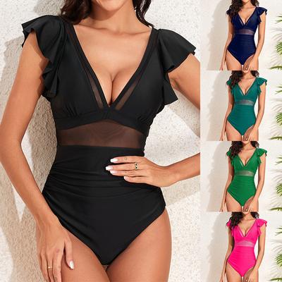 European and American Nylon One-Piece Swimsuit Women's Net Swimsuit Swimwear