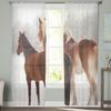 Tier Pferd Schnee Szene Tüll Voile Vorhänge Für Schlafzimmer Fenster Vorhang Für Wohnzimmer Gardinen Jalousien Organza Vorhänge