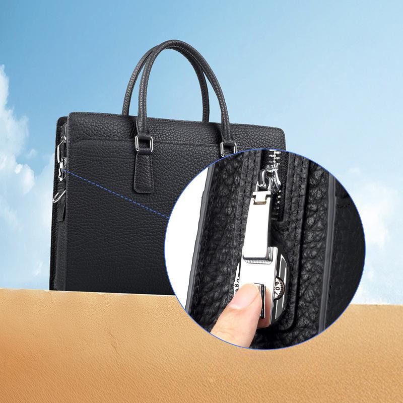 Hand-held Men's Bag, Large-capacity Simple Briefcase Genuine Leather Waterproof Fashionable Business Bag