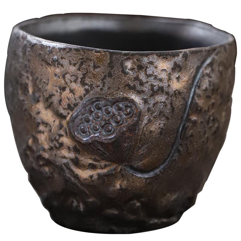 Jianying Gilded Ceramic Master Teacup - Large Kung Fu Tasting Cup