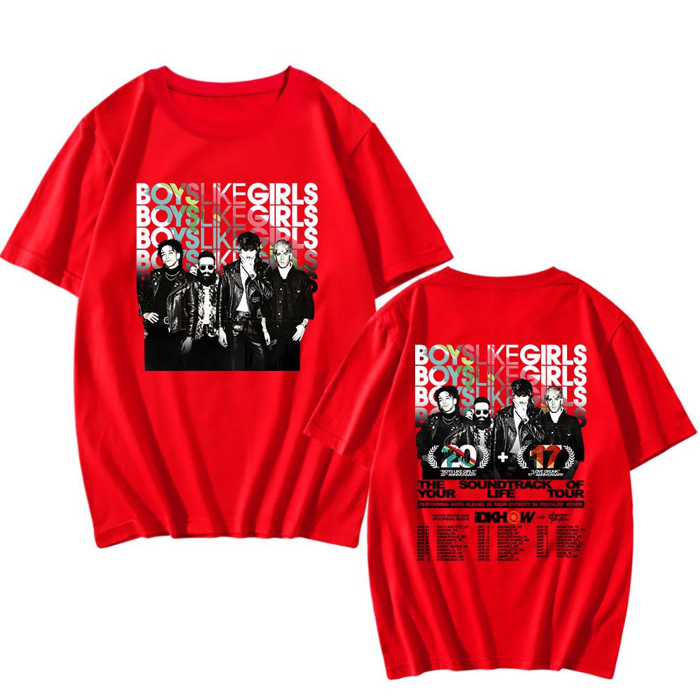 BLG THE SOUNDTRACK OF YOUR LIFE TOUR T-shirt BOYS LIKE GIRLS Rock Band Tshirts Cotton Short Sleeve Loose T Shirt Streetwear