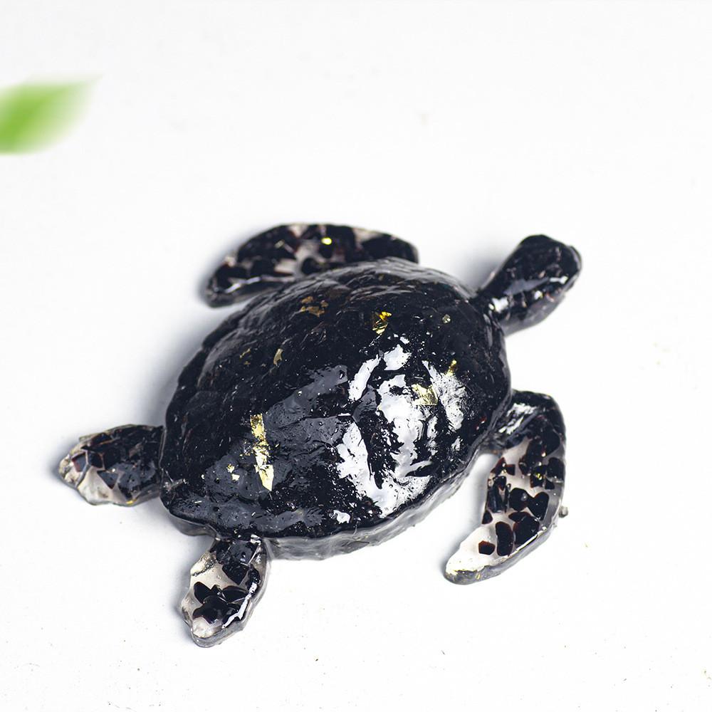 Natural Water Crystal Turtle Sculpture Resin Craft Tabletop Lucky Charm For Home And Office Use
