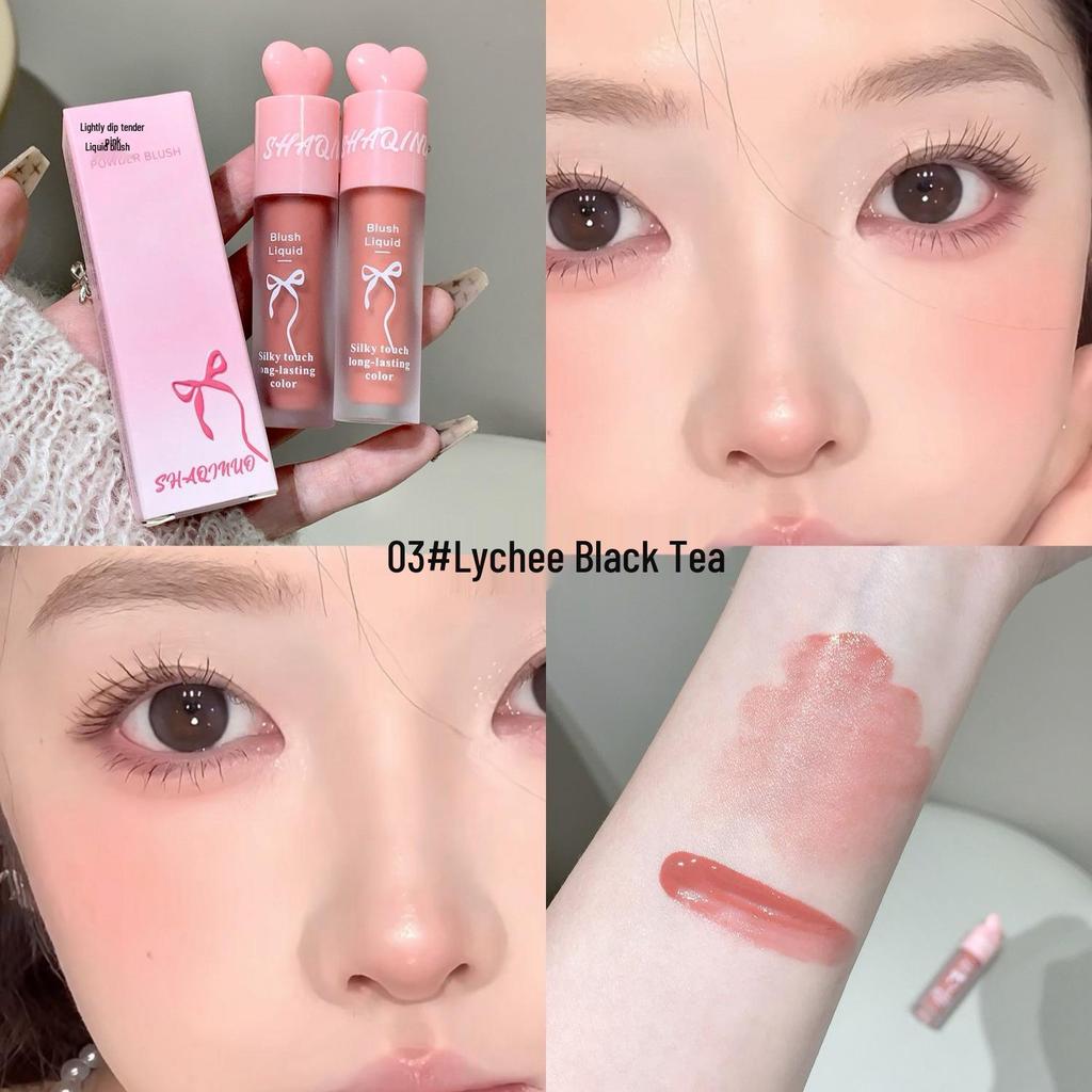 SHAQINUO Drunken Pink Long-Lasting Waterproof Blush: Natural Whitening, Fade-Resistant, Perfect for Student Parties.