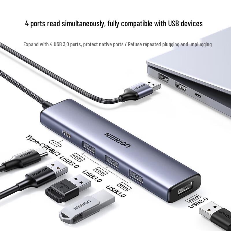 UGREEN CM473 USB 3.0 4-Port Hub with Type-C Power Input