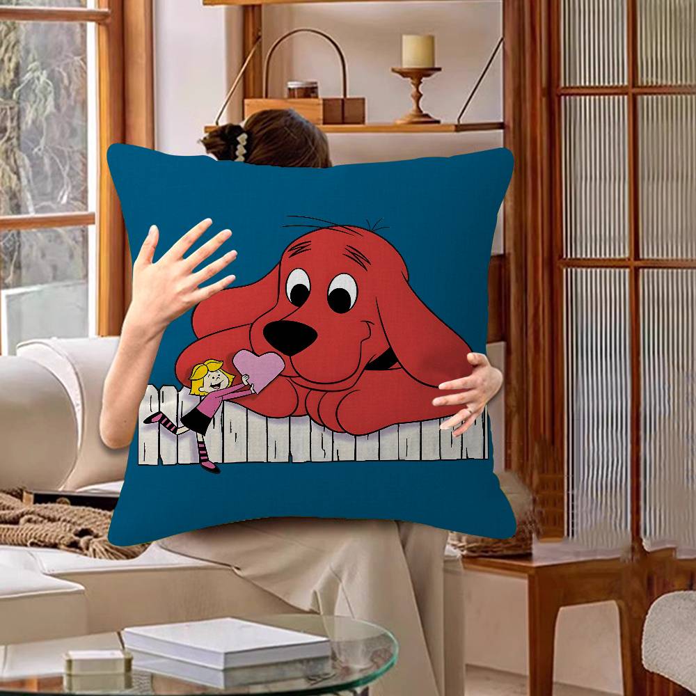 Cartoon Clifford The Big Red Dog Lucky Dragon Pillow Cover Sofa Cushion Cover Home Room Decoration Children Gift