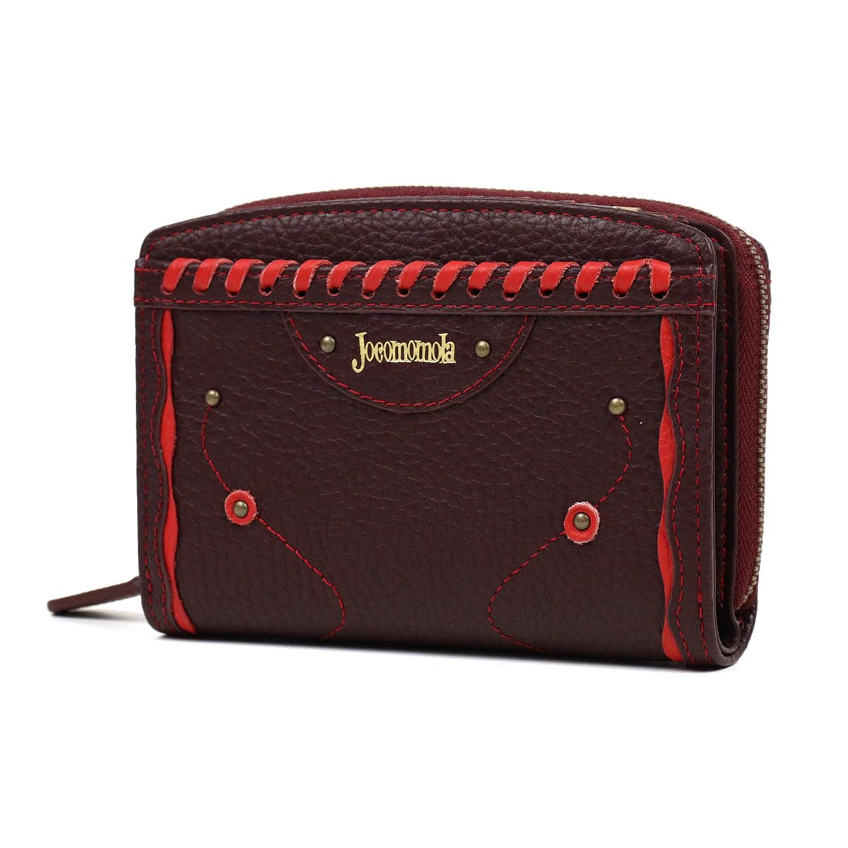 

Hocomomola Bifold Wallet External Coin Purse Leather Stitching Flower 5380180 [jocomomola] (Purple) фіолетовий
