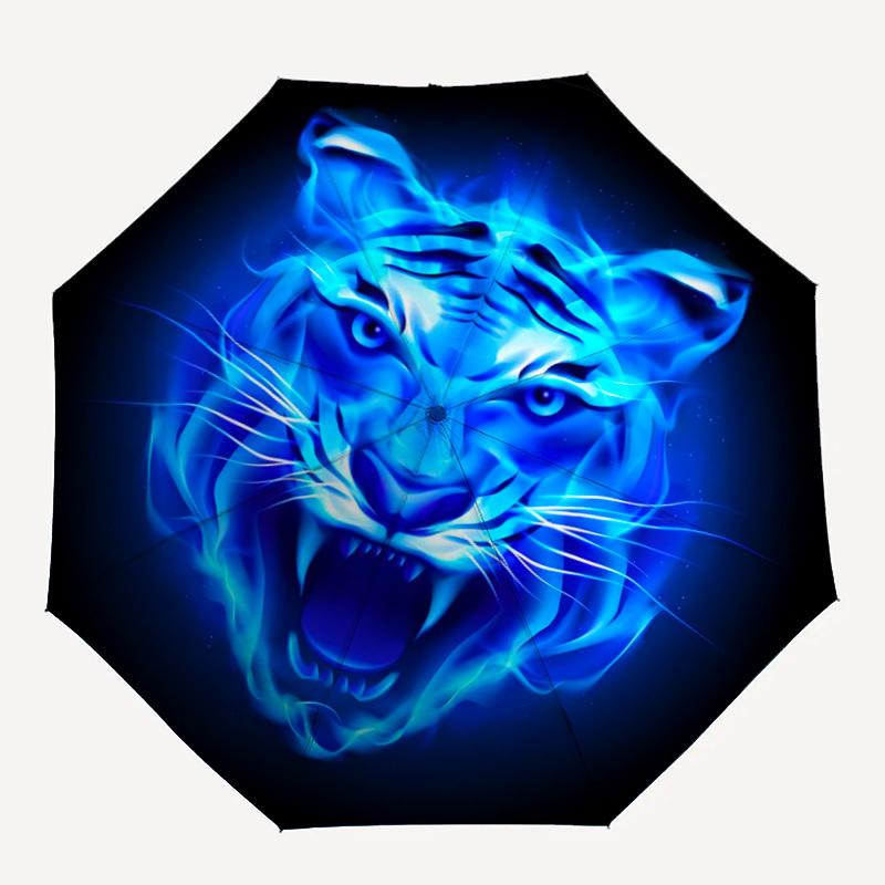1pc Blue Tiger Automatic Open/Close Umbrella - Compact Travel Umbrella, Gift for Birthday, Holiday yy260106033