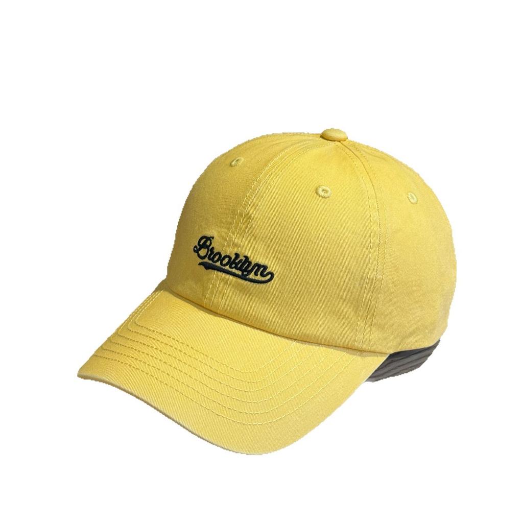 New letter embroidered yellow cap women's spring wide brim big face small soft top baseball hat