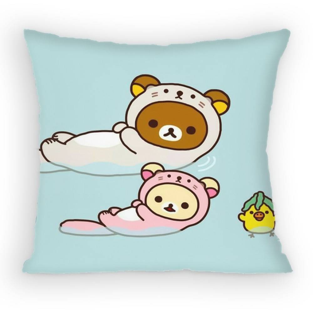 Cute Cartoon Rilakkuma Kawaii Bear Pillow Case Sofa Living Room Bedroom Headboard Backrest Cushion Square Cushion Nap Time