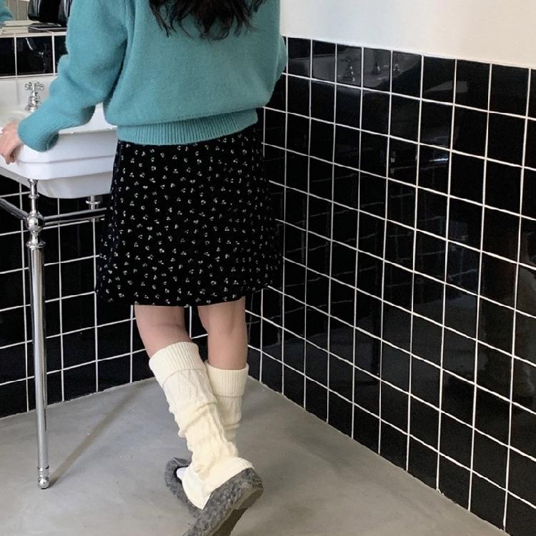 Korean Turn Cuff Leg Warmers for Women Cable Knit Stretchy Footless Socks Students Solid Color Boot Covers Streetwear