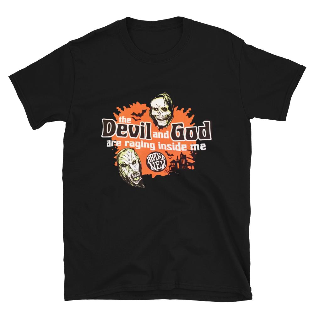 BRAND The Devil God Are Raging Halloween Masks Emo Screamo Band T-Shirt