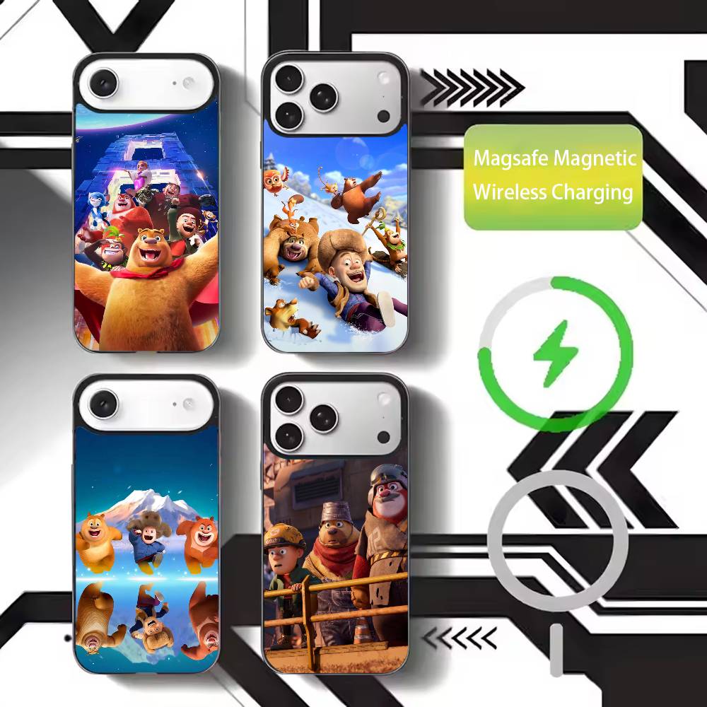 Cartoon Boonie Bears Phone Case For iPhone17,16,15,14,13,12,11 Plus,Pro Max Magnetic For Magsafe Wireless Charging