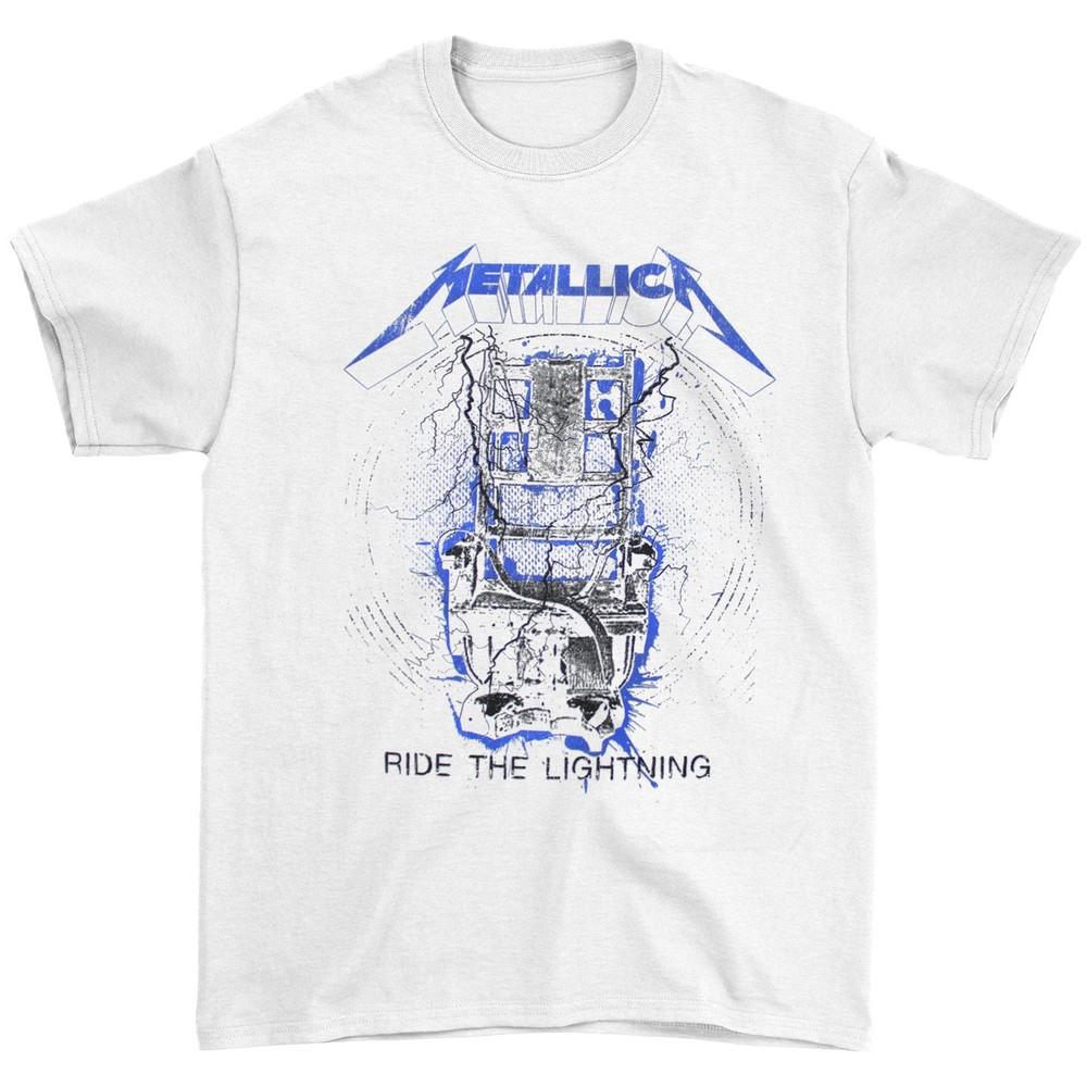 Metallica Ride The Lightning White T-shirt Large White Unisex T-Shirt XL