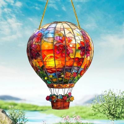 Ballon à air chaud en acrylique de style bohème - Attrape-soleil ballon à air chaud, Suspension de fenêtre en acrylique, Suspension de fenêtre Attrape-soleil vitrail pour décoration de maison et de jardin