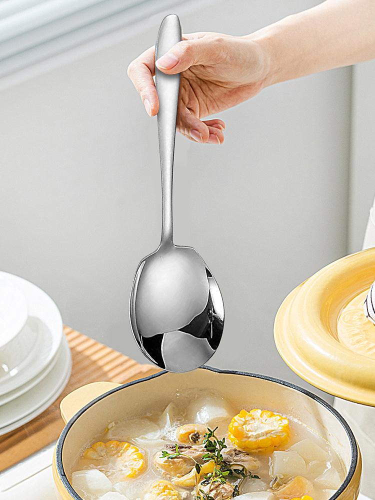 Stainless Steel Salad Spoon Serving Spoon Household Meal Spoon Long handled large communal spoon spoon