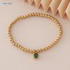 MHS.SUN Stainless Steel Gold Plated 12 Months Birthstone Beaded Bracelets For Women Men Zircon Water Droplet Charm Trend Jewelry