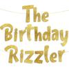 The Birthday Rizzler Gold Glitter Banner - Gen Z Slag - Funny Zoomer Birthday Decorations, Favors, Supplies, Ideas and Gifts