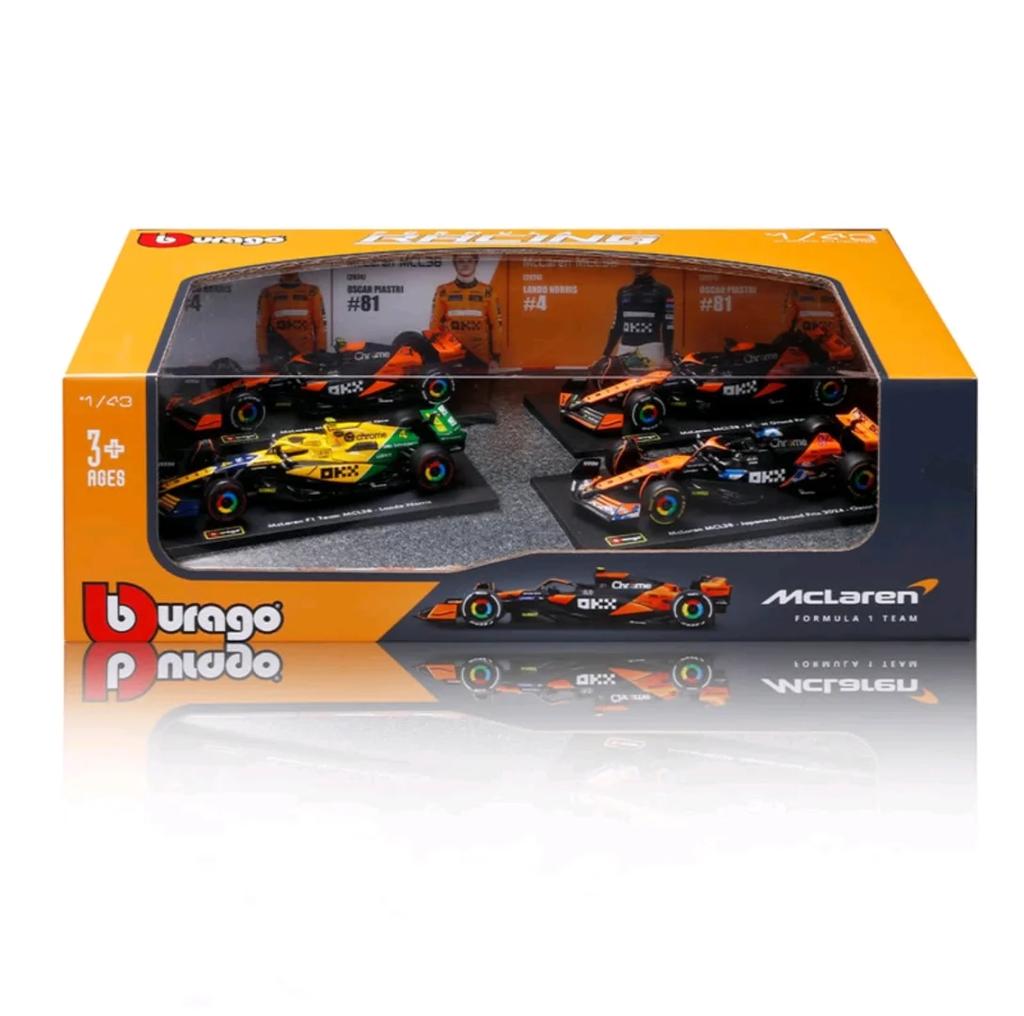 Bburago 1:Ensemble de 43 Modèles de Voitures de Course Ferrari F1 Diecast - 4 Pièces Voitures de Course de Collection Jouet Cadeaux de Noël Anniversaire pour Fans de F1 Décoration de Bureau