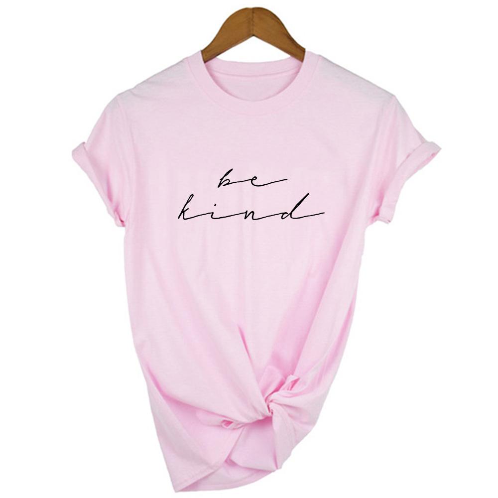 Bądź Miły Nadruk Listu Kobiety Lato Casual Harajuku Estetyczny T-shirt Damski Vintage Krótki Rękaw O