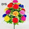 Artificial Carnation Realistic 18 Head Fake Silk Flower UV Resistant Wedding Party Indoor Outdoor Garden Yard Faux Flower Plants Decoration