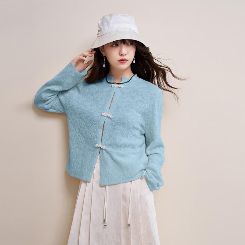 Mocana Women's Chinese Style Disc Button Lambswool Long Sleeve Sweater