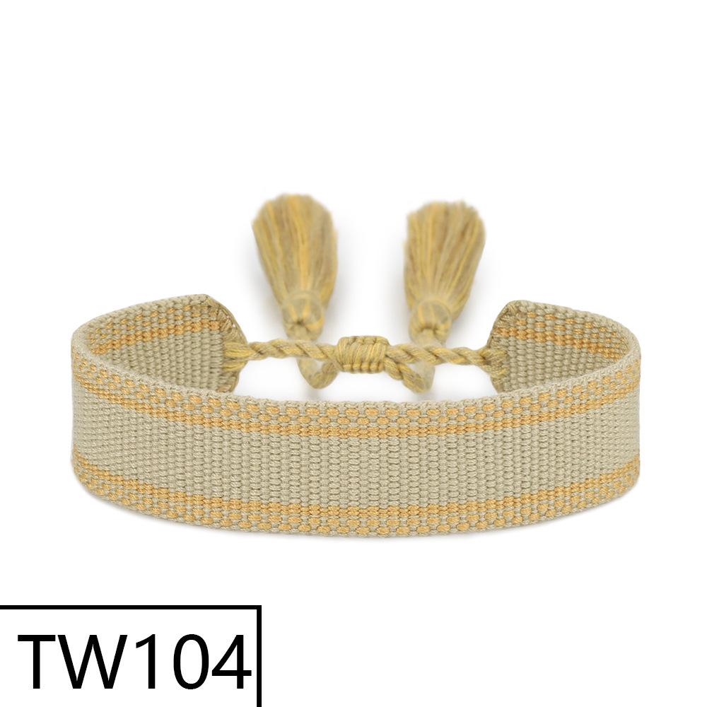 Handmade Bohemian Embroidered Logo Tassel Bracelet - Ethnic Style Friendship Band