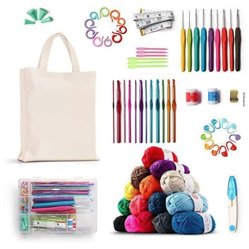

for DIY Crochet Hooks Set with 73pcs Pieces Needle Arts Craft Scissors Markers for Crafting Sweaters Scarves, and Hat 1