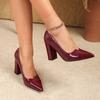Women's High Chunky Block Heels Sexy Pumps Closed Toe Slip On Pointed Toe Work Dress Office Wedding Party Pumps Shoes for Women High Heeled Shoes