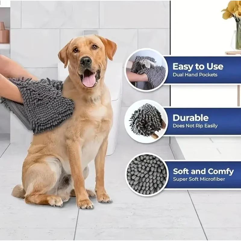 1pc Pet Bath Towel 1pc Super Absorbent Quick Drying Soft Cat Dog Bath Robe Pet Cleaning Washcloth Lightweight Reusable