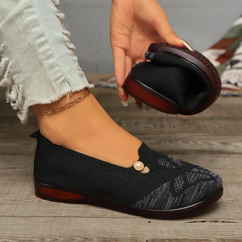 2024 New Fashion Color Matching Shallow Mouth Slip-on Comfortable Flat Bottom Round Toe Spring and Autumn Women's Shoes