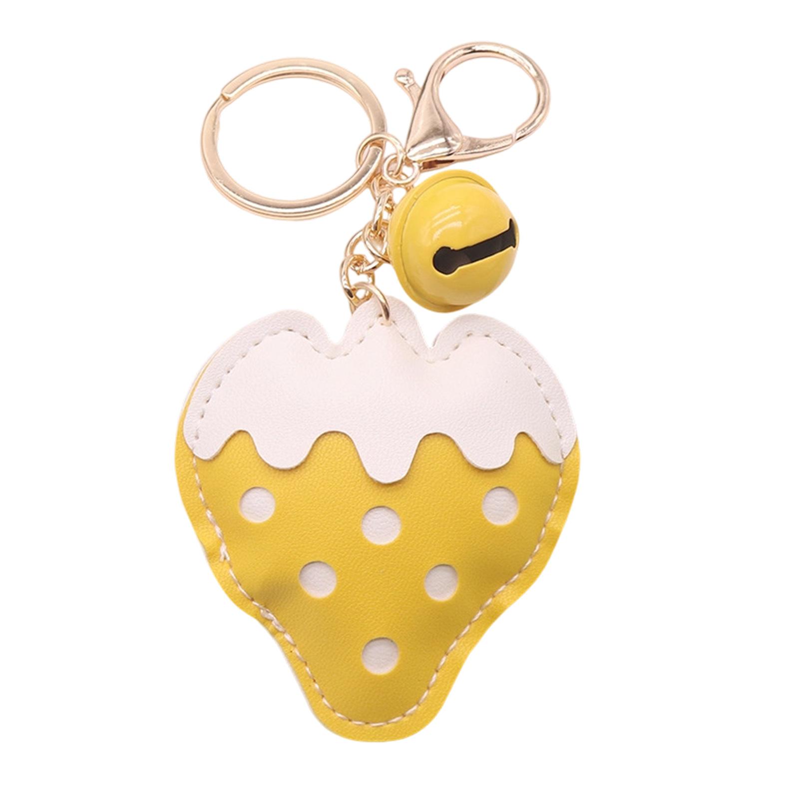 

Adorable Strawberry Shaped Key Ring With Tassels Accents Premium Leather Material For Daily Use жёлтый