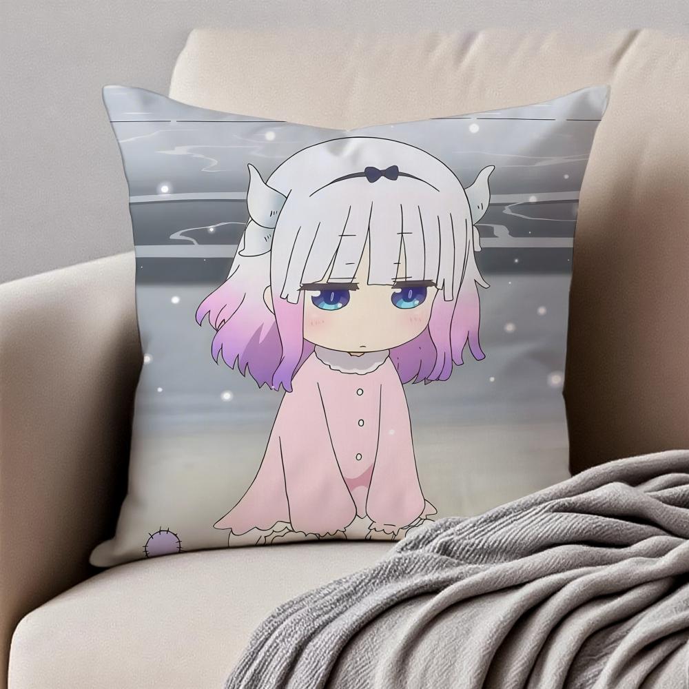 

Cute Anime MMiss Kobayashis Dragon Maid Cushion Cover Pillowcase Antidustmite Invisible Zipper Short Plush Sofa Cushion 30x30cm