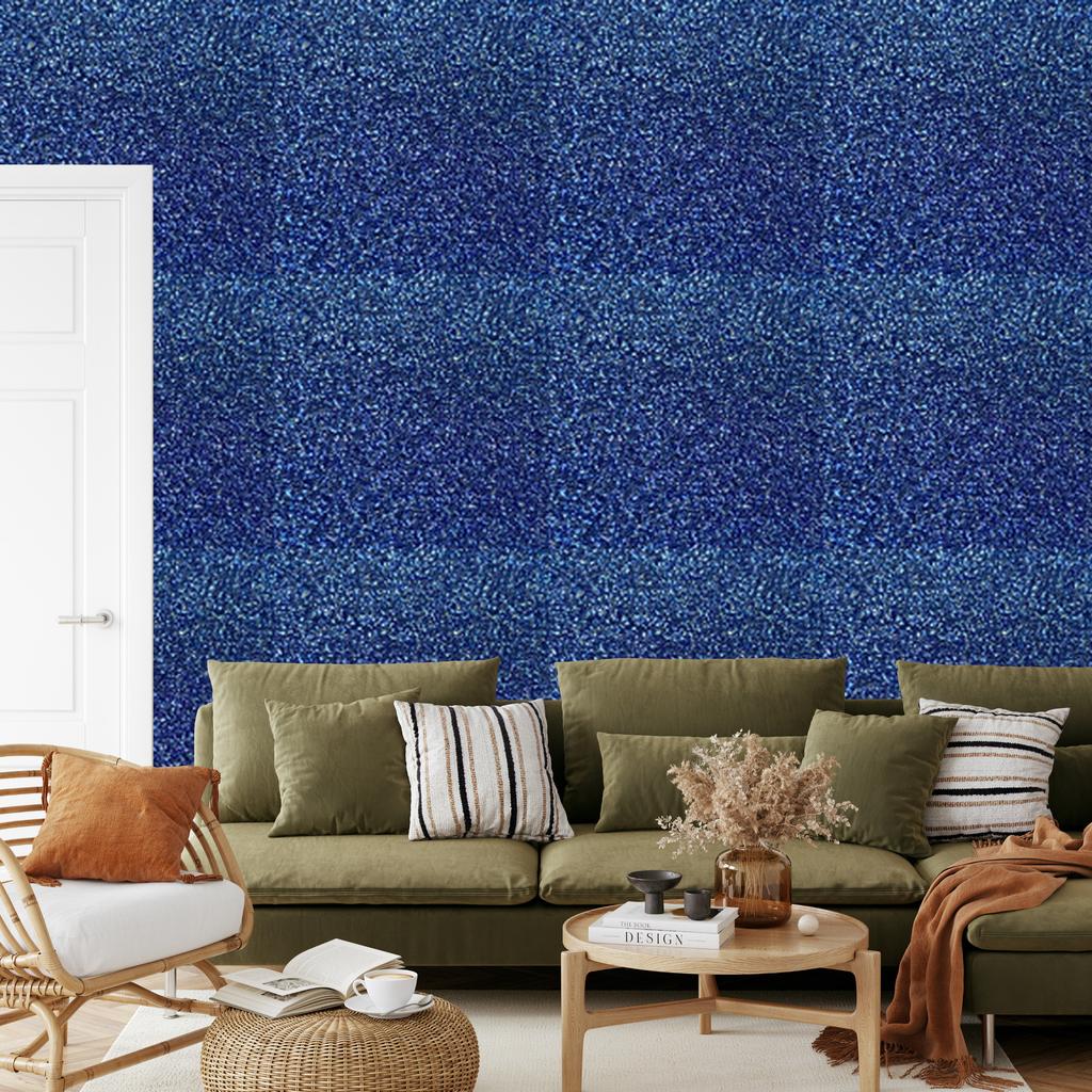 Blue and navy blue glitter wallpaper for living room and bedroom 50x1000