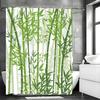 ~O~Green Bamboo Bamboo Leaf Shower Curtain, Bathroom Decorative Shower Curtain, Waterproof Shower Curtain with Hooks