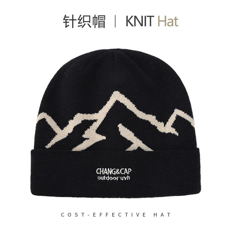 Warm ear protection knitted hat men's and women's autumn and winter outdoor mountaineering skiing cold hat big head circumference windproof versatile