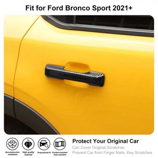 Carbon Fiber Side Door Handle Cover Trim Decor Kit For Ford Bronco Sport -25